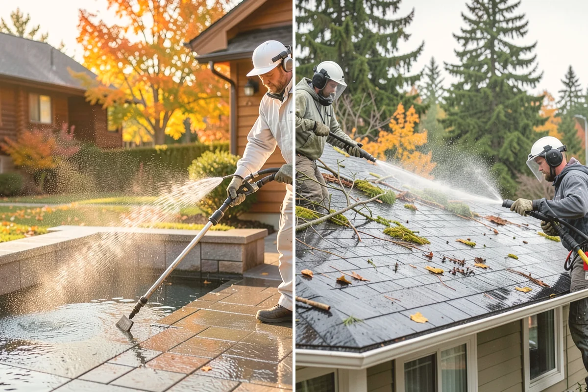 Brick Walkway Cleaning in Bothell, King County, WA - Sweep and remove loose growth and standing debris