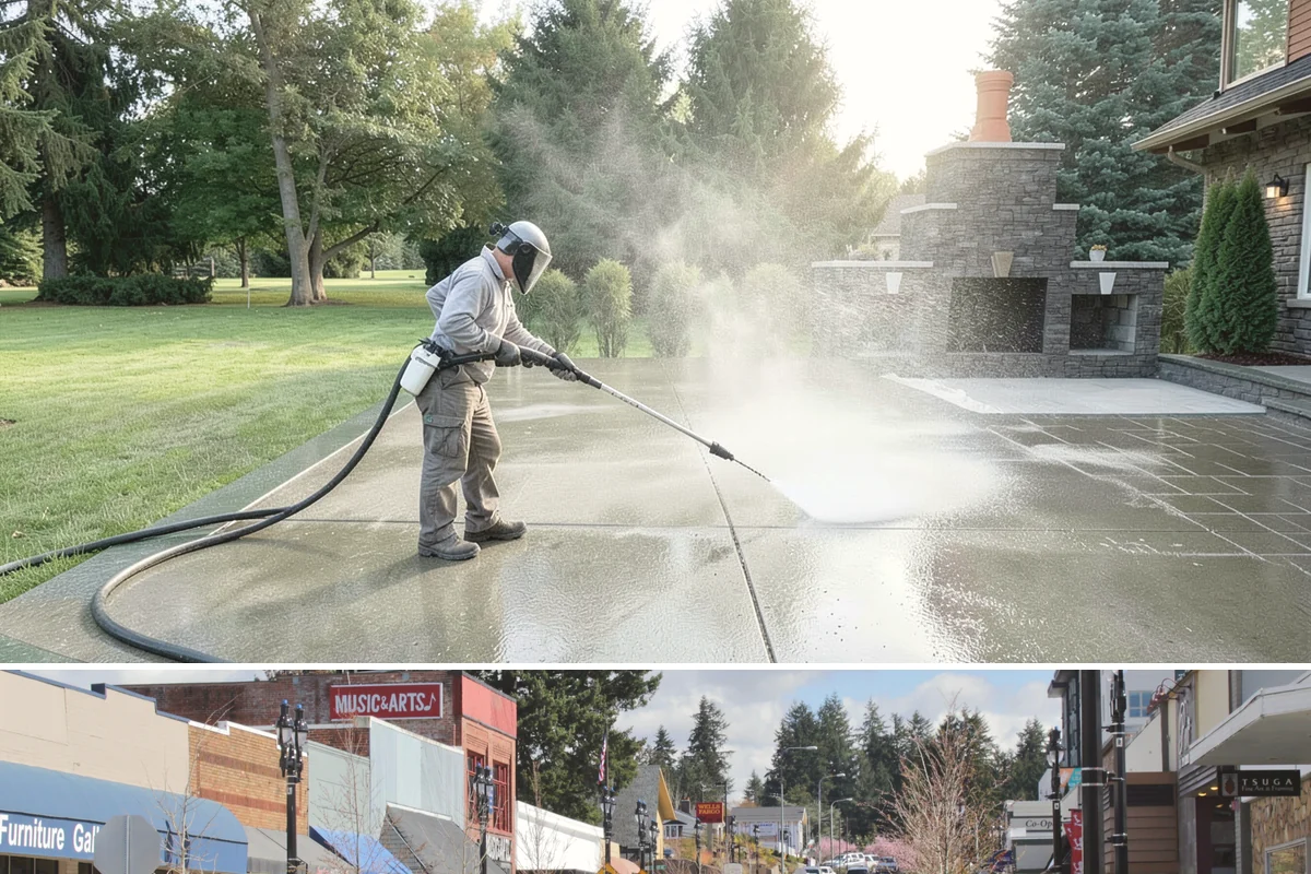 Brick Walkway Cleaning in Bothell, King County, WA - Clean brick walkways in summer when joints can dry fully before fall re-sanding sets.