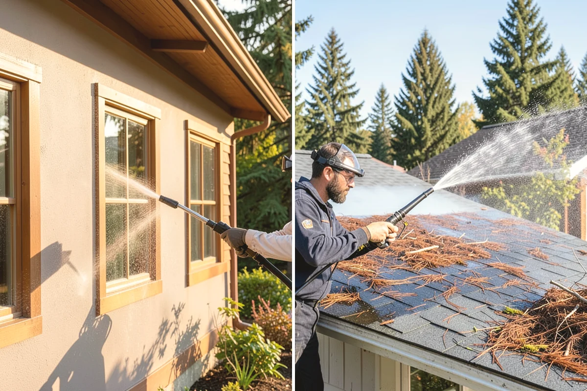 Brick Walkway Cleaning in Carbonado, Pierce County, WA - Sweep and remove loose growth and standing debris