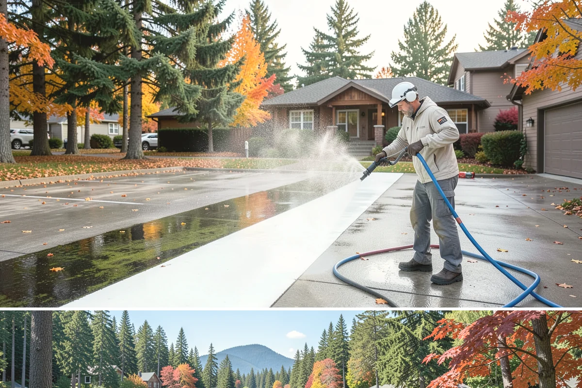 Brick Walkway Cleaning in Covington, King County, WA - Clean brick walkways in summer when joints can dry fully before fall re-sanding sets.