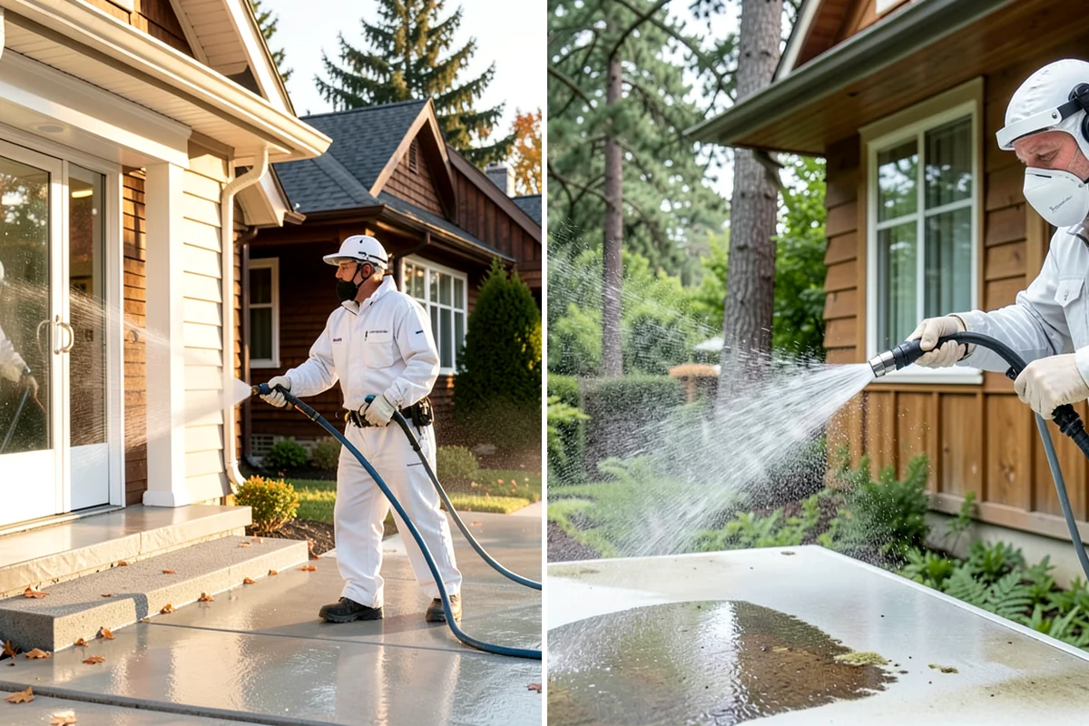 Brick Walkway Cleaning in Enumclaw, King County, WA - Sweep and remove loose growth and standing debris