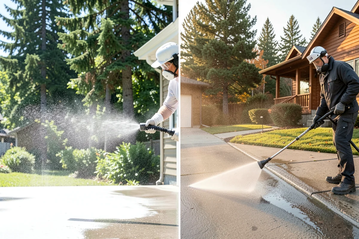 Brick Walkway Cleaning in Federal Way, King County, WA - Sweep and remove loose growth and standing debris