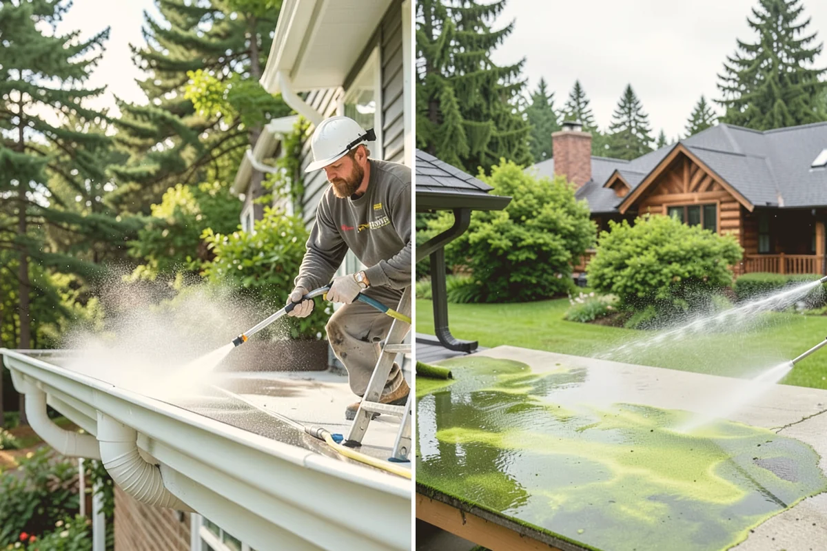 Brick Walkway Cleaning in Fife, Pierce County, WA - Sweep and remove loose growth and standing debris
