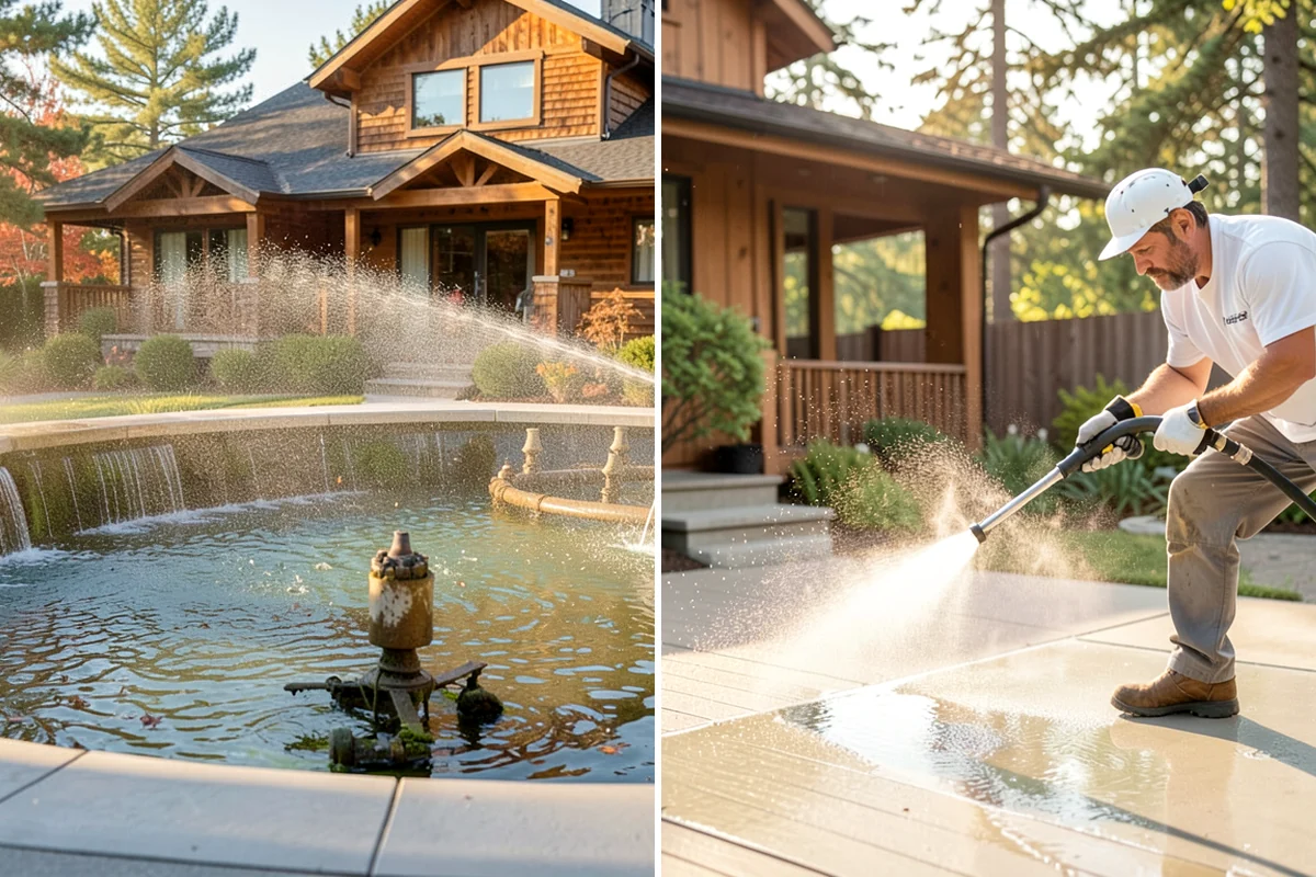 Brick Walkway Cleaning in Gig Harbor, Pierce County, WA - Sweep and remove loose growth and standing debris