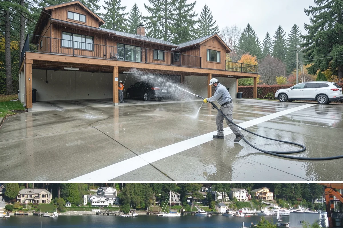 Brick Walkway Cleaning in Gig Harbor, Pierce County, WA - Clean brick walkways in summer when joints can dry fully before fall re-sanding sets.