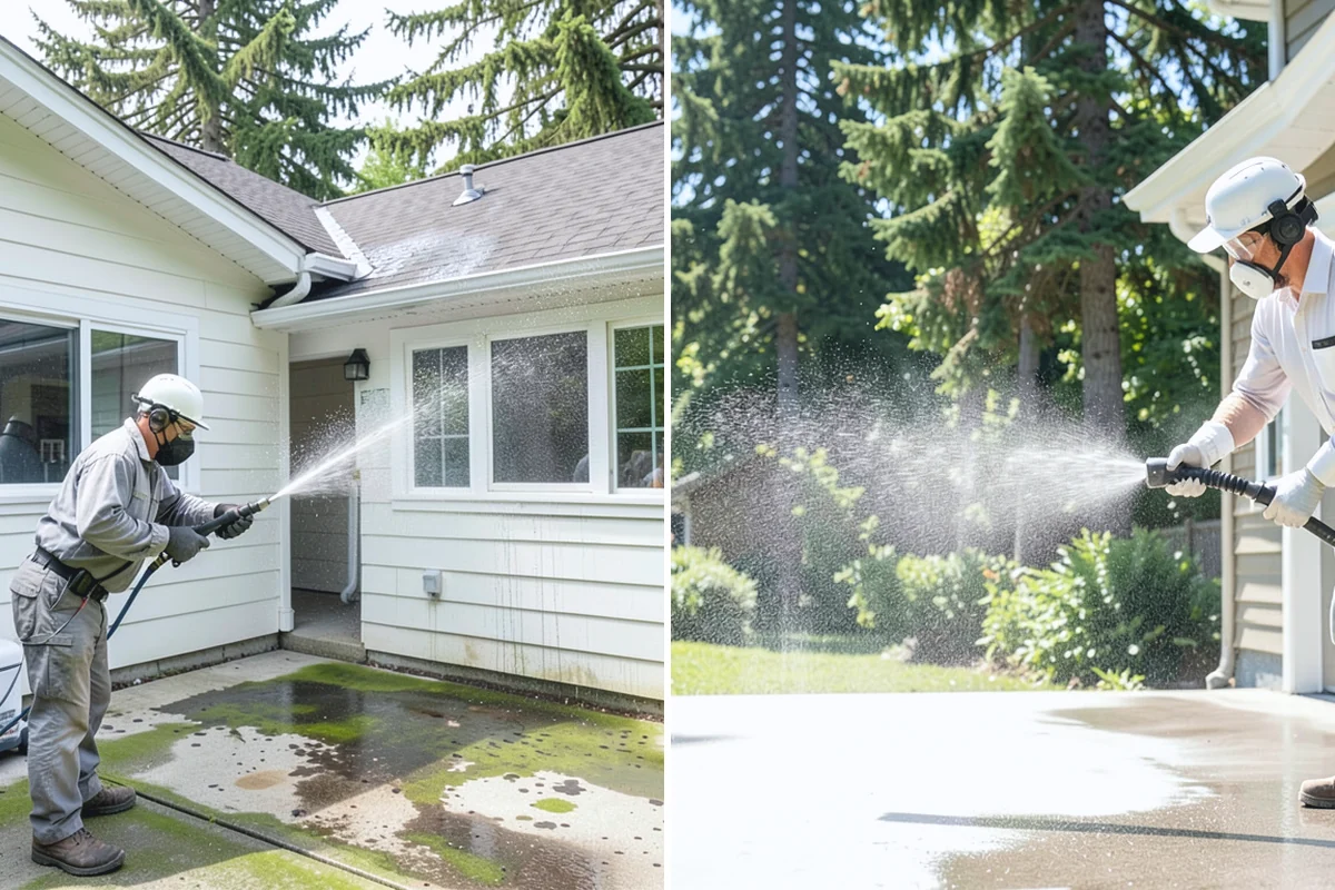 Brick Walkway Cleaning in Granite Falls, Snohomish County, WA - Sweep and remove loose growth and standing debris