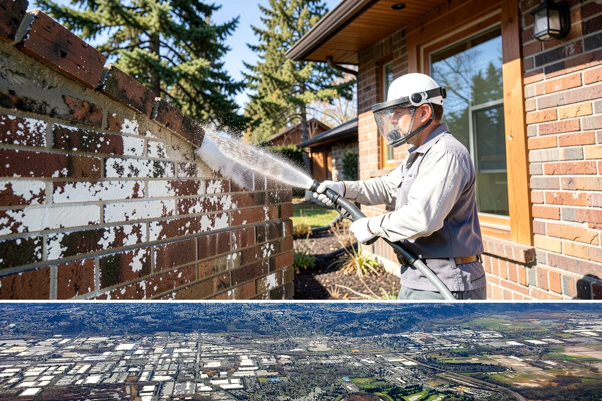 Brick Walkway Cleaning in Kent, King County, WA - Clean brick walkways in summer when joints can dry fully before fall re-sanding sets.
