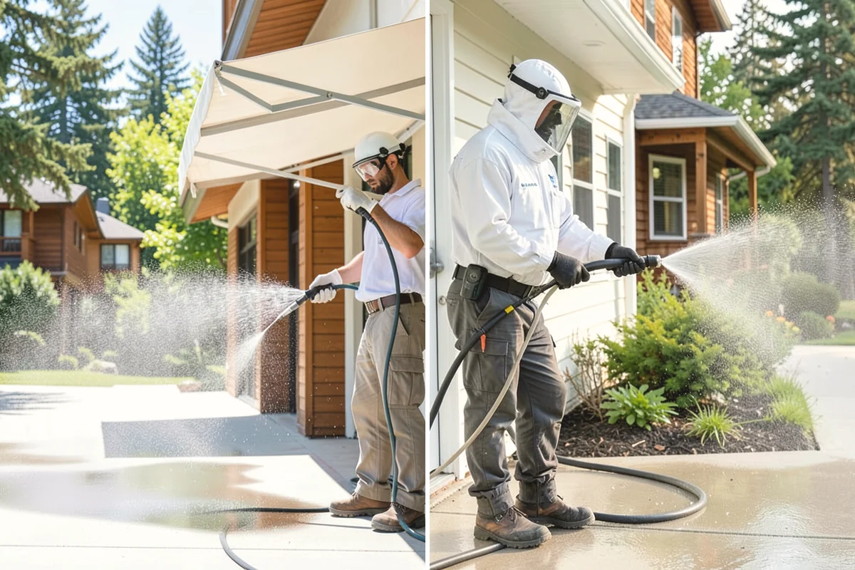 Brick Walkway Cleaning in La Conner, Skagit County, WA - Sweep and remove loose growth and standing debris