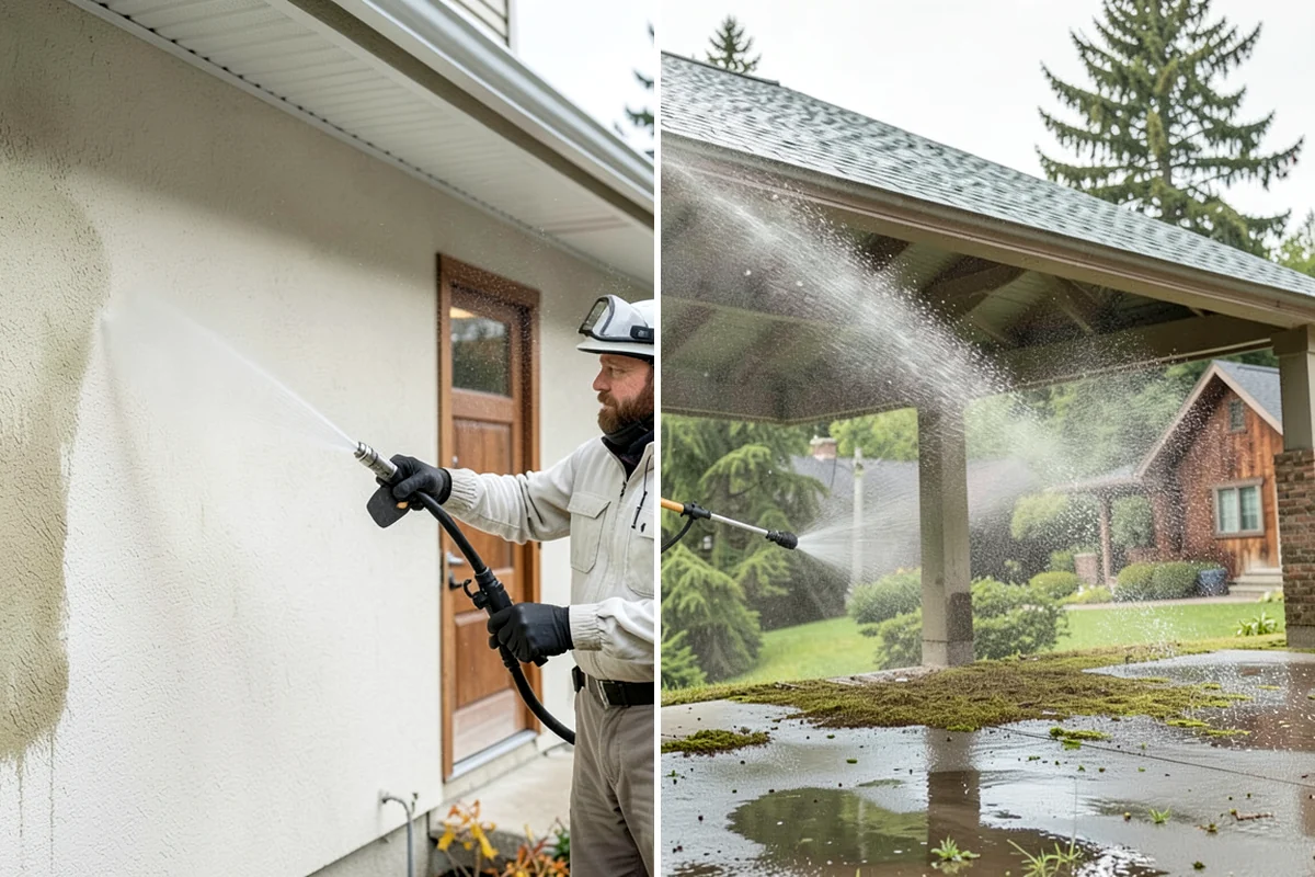 Brick Walkway Cleaning in Lakewood, Pierce County, WA - Sweep and remove loose growth and standing debris