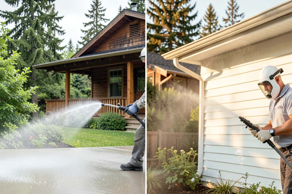 Brick Walkway Cleaning in Lyman, Skagit County, WA - Sweep and remove loose growth and standing debris