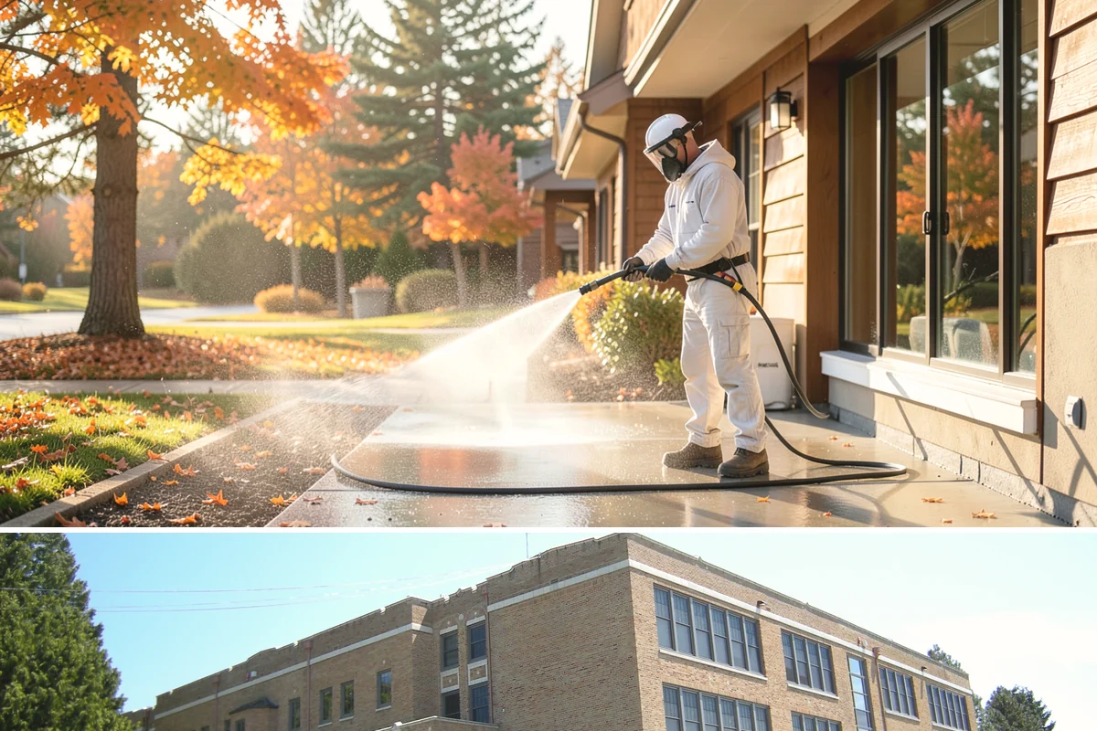 Brick Walkway Cleaning in Maple Valley, King County, WA - Clean brick walkways in summer when joints can dry fully before fall re-sanding sets.