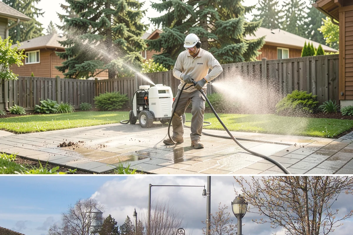 Brick Walkway Cleaning in Marysville, Snohomish County, WA - Clean brick walkways in summer when joints can dry fully before fall re-sanding sets.
