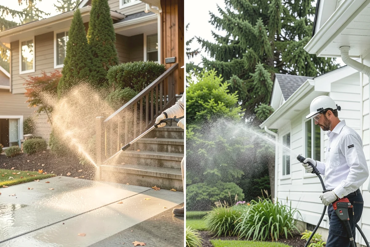 Brick Walkway Cleaning in Mercer Island, King County, WA - Sweep and remove loose growth and standing debris