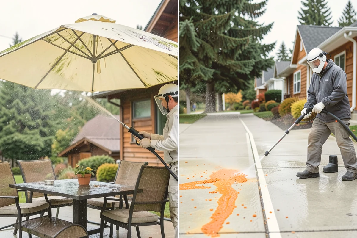 Brick Walkway Cleaning in Milton, King County, WA - Sweep and remove loose growth and standing debris