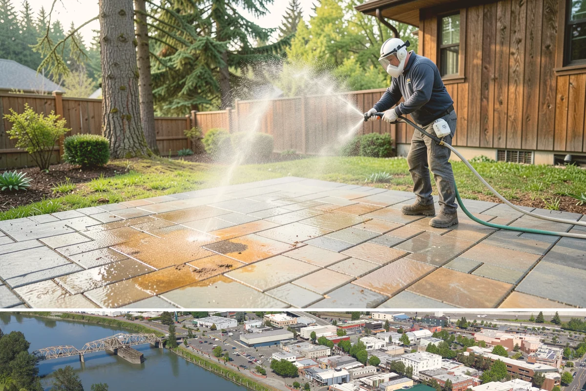 Brick Walkway Cleaning in Mount Vernon, Skagit County, WA - Clean brick walkways in summer when joints can dry fully before fall re-sanding sets.