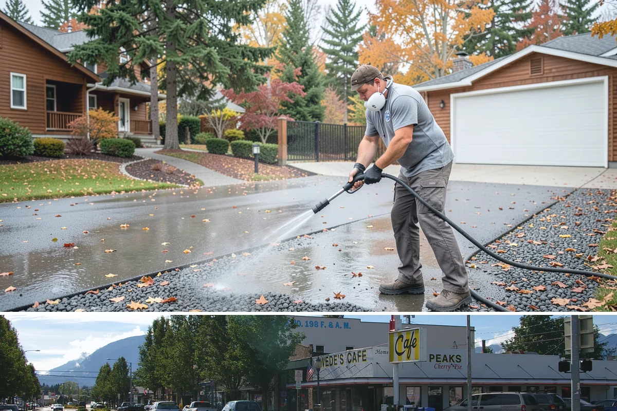 Brick Walkway Cleaning in North Bend, King County, WA - Clean brick walkways in summer when joints can dry fully before fall re-sanding sets.
