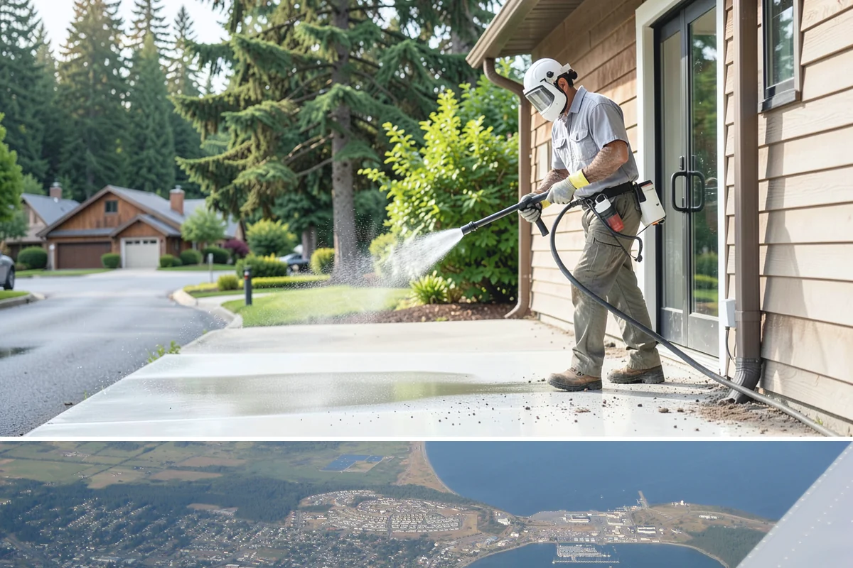 Brick Walkway Cleaning in Oak Harbor, Island County, WA - Clean brick walkways in summer when joints can dry fully before fall re-sanding sets.