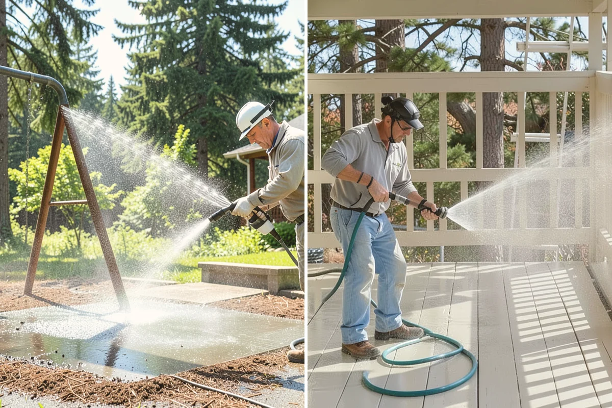 Brick Walkway Cleaning in Orting, Pierce County, WA - Sweep and remove loose growth and standing debris