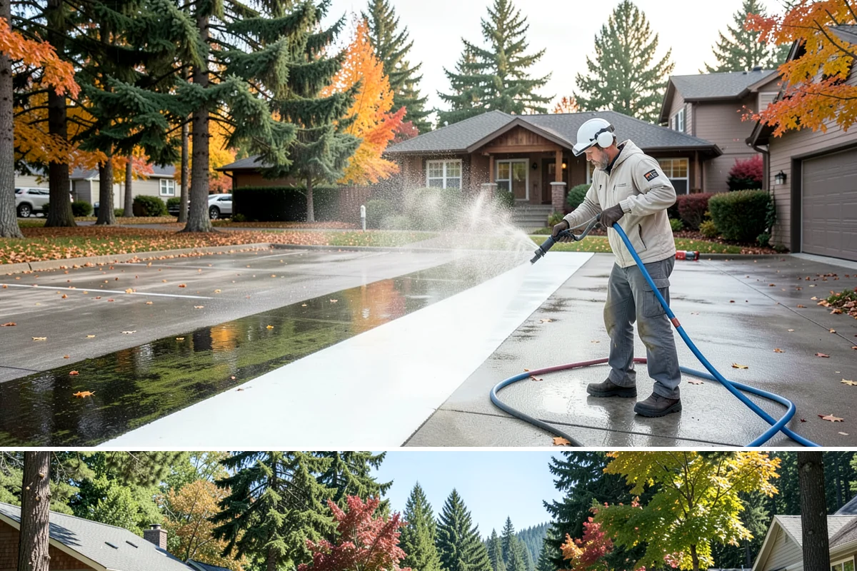 Brick Walkway Cleaning in Orting, Pierce County, WA - Clean brick walkways in summer when joints can dry fully before fall re-sanding sets.