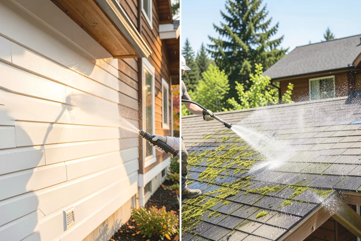 Brick Walkway Cleaning in Ruston, Pierce County, WA - Sweep and remove loose growth and standing debris