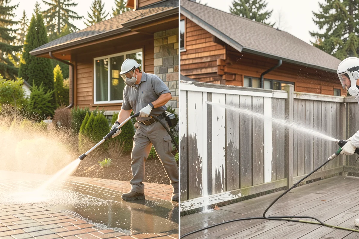 Brick Walkway Cleaning in Sammamish, King County, WA - Sweep and remove loose growth and standing debris