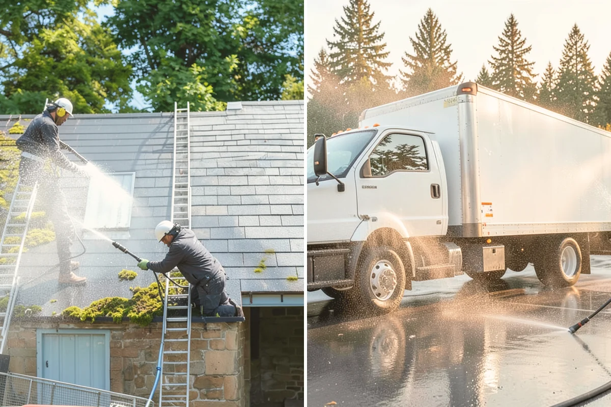 Brick Walkway Cleaning in Stanwood, Snohomish County, WA - Sweep and remove loose growth and standing debris