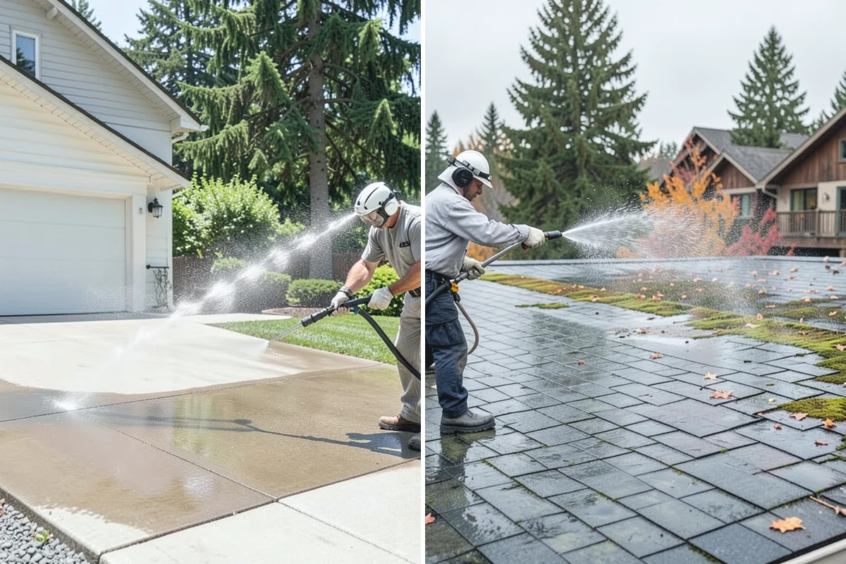 Brick Walkway Cleaning in Sumner, Pierce County, WA - Sweep and remove loose growth and standing debris