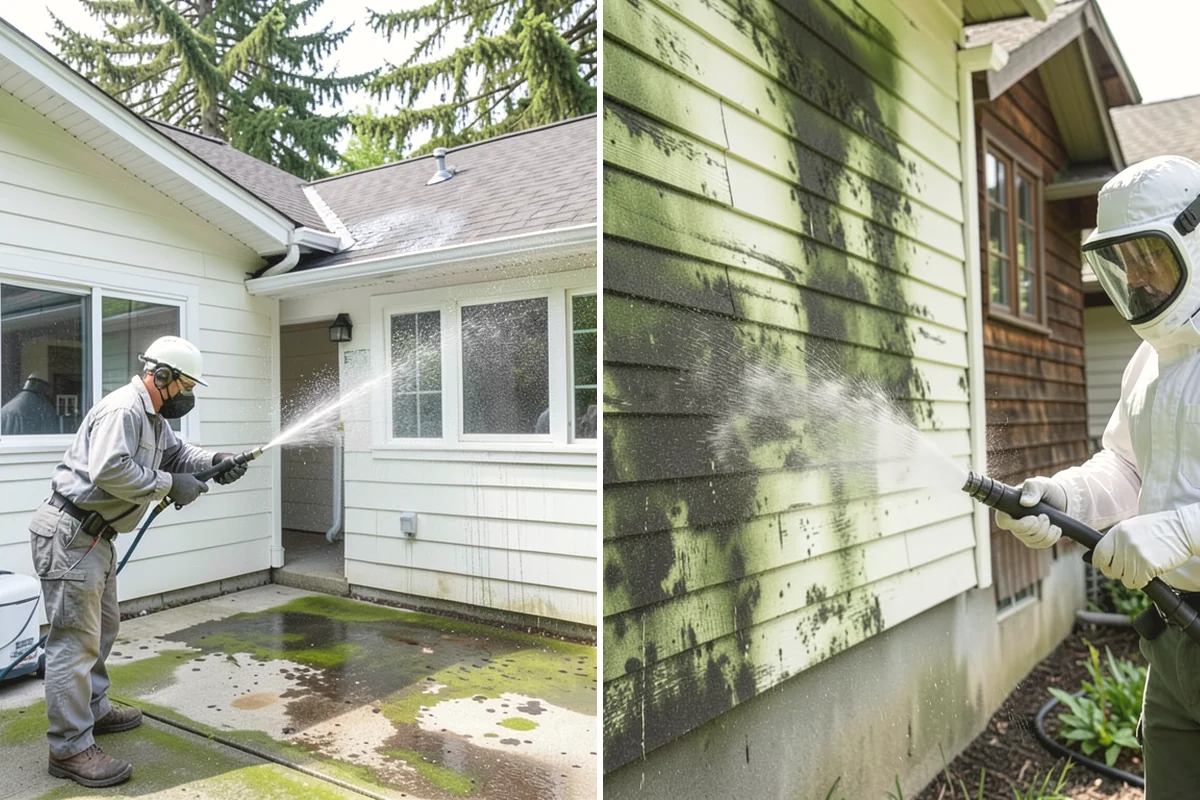 Brick Walkway Cleaning in Tacoma, Pierce County, WA - Sweep and remove loose growth and standing debris