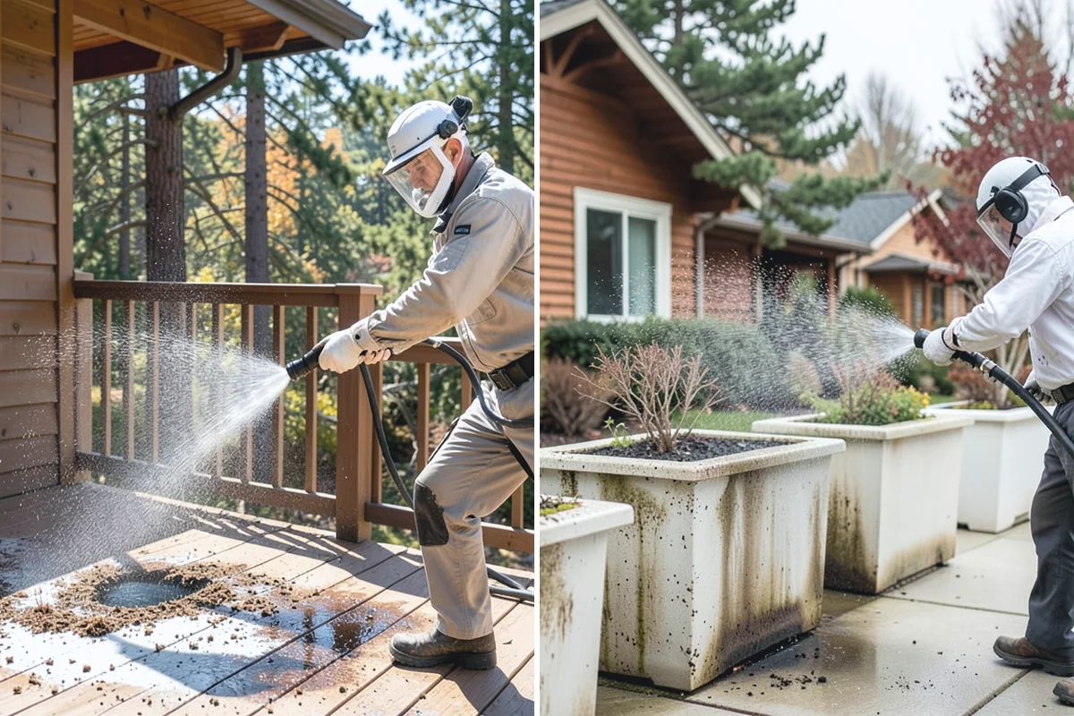 Brick Walkway Cleaning in Wilkeson, Pierce County, WA - Sweep and remove loose growth and standing debris