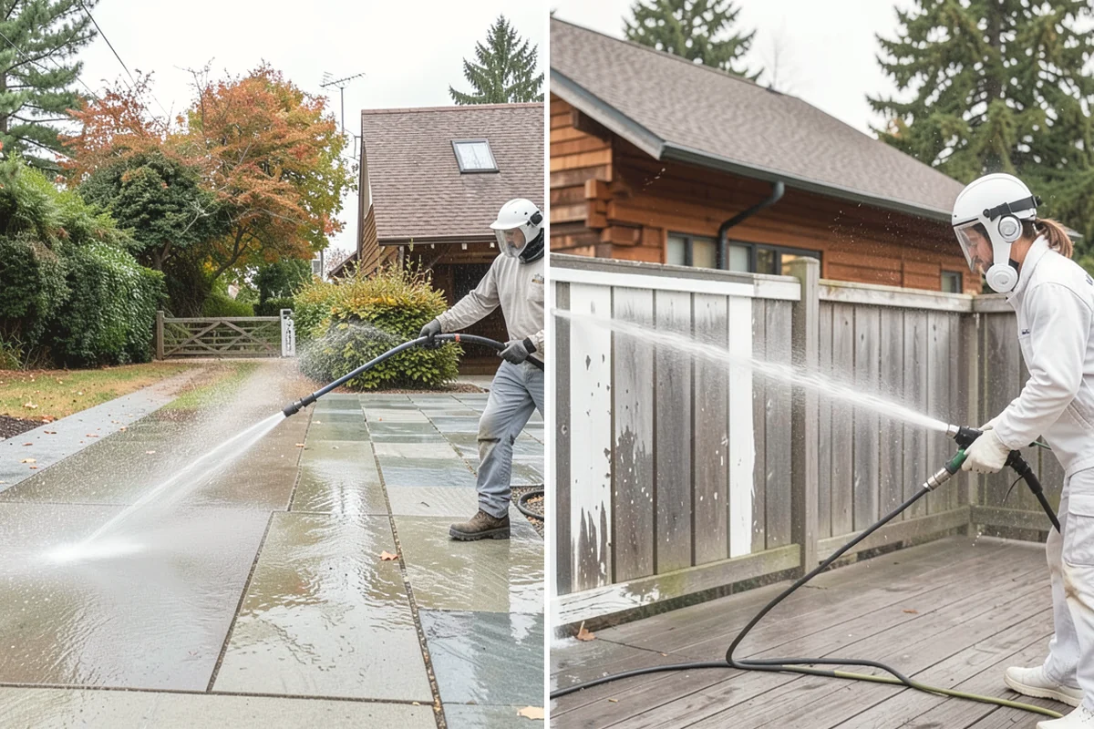Brick Walkway Cleaning in Yarrow Point, King County, WA - Sweep and remove loose growth and standing debris