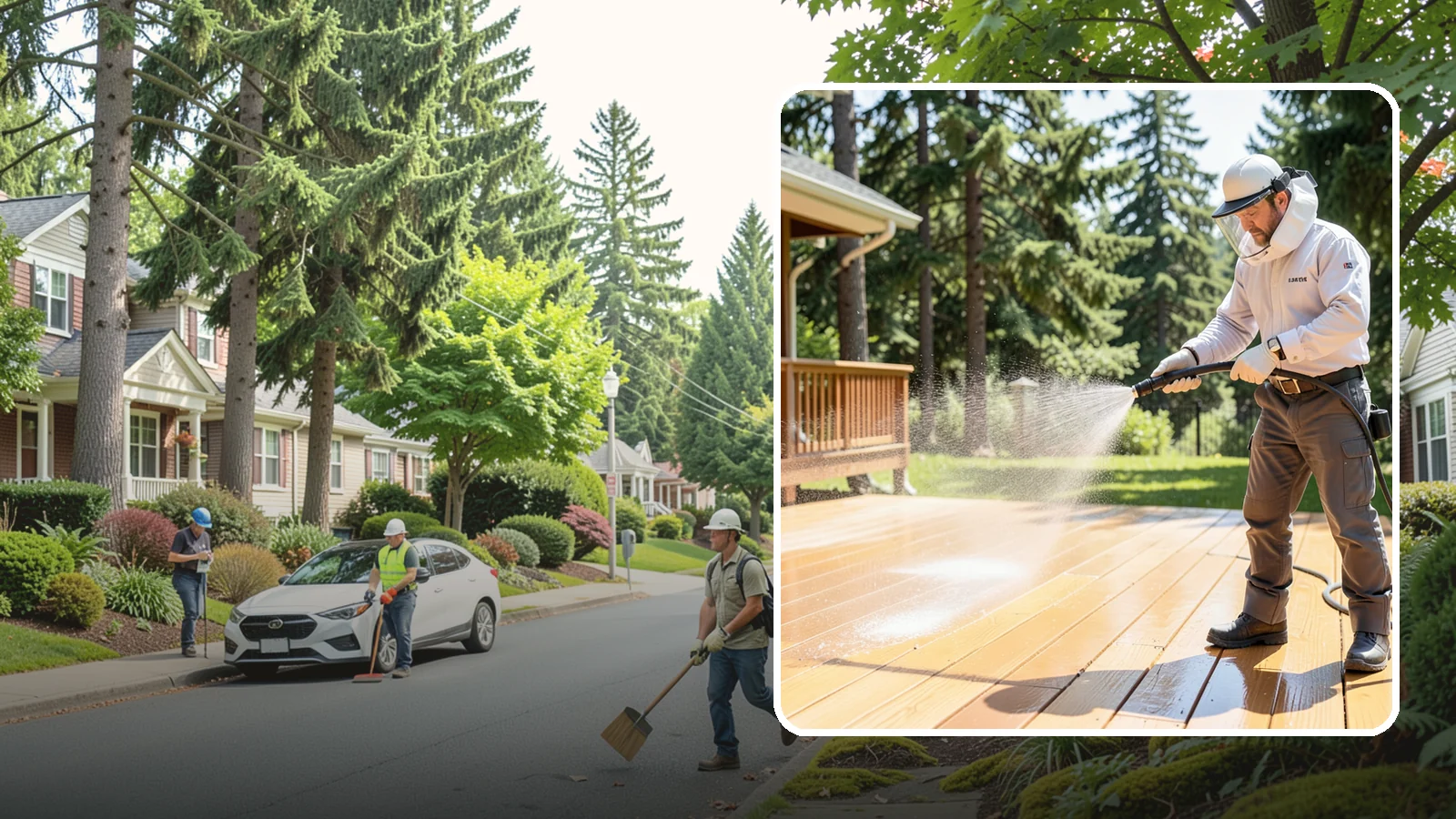 Brightening Treatment in Beaux Arts Village, King County, WA - Brightening treatment restores the natural color and tone of wood and hardscape surfaces after cleaning or stripping.