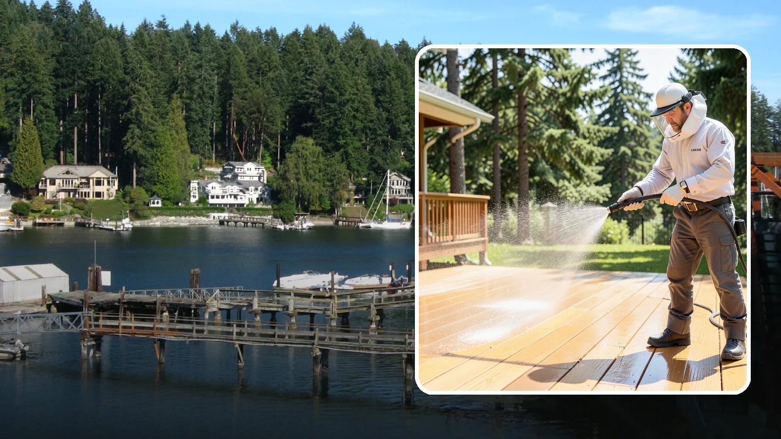 Brightening Treatment in Gig Harbor, Pierce County, WA - Brightening treatment restores the natural color and tone of wood and hardscape surfaces after cleaning or stripping.