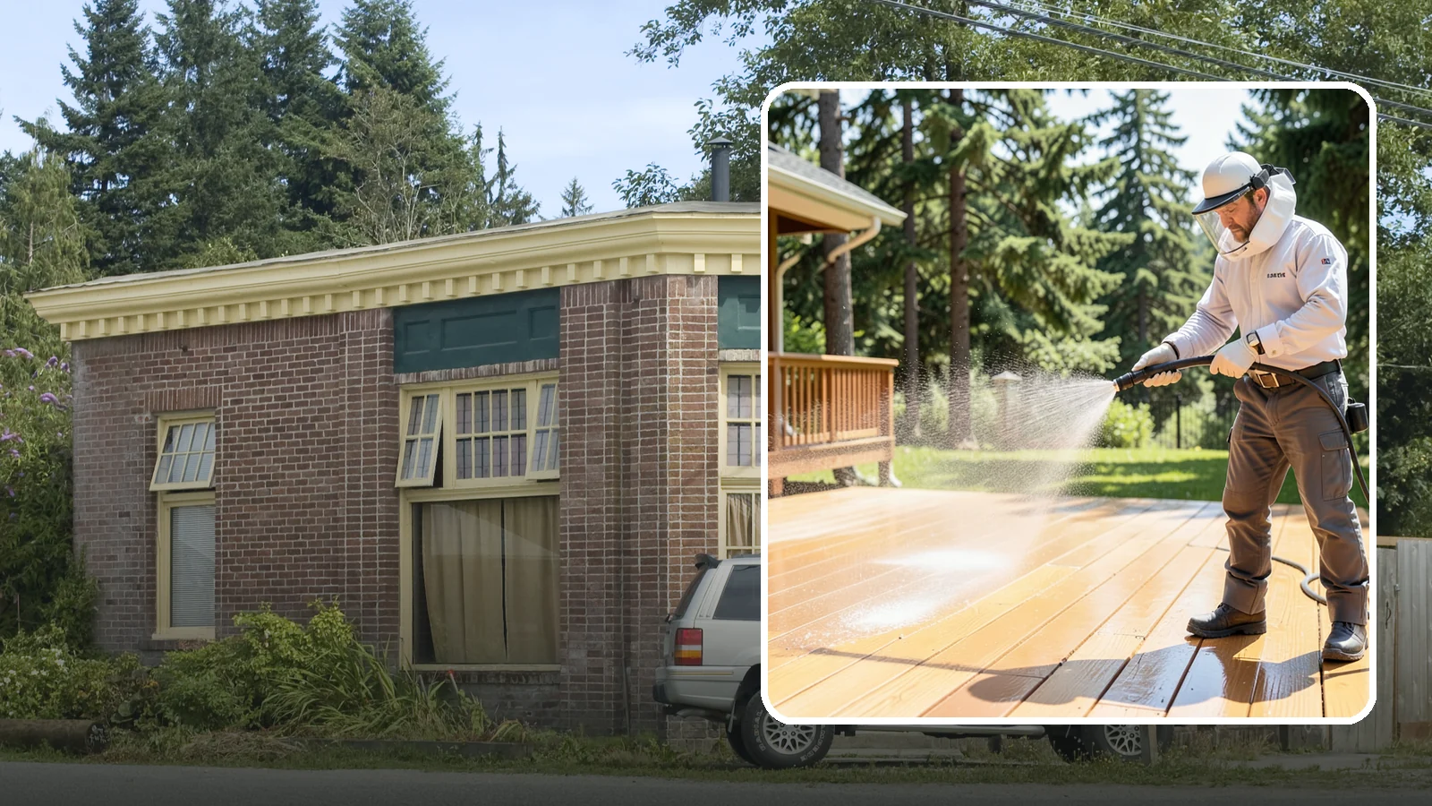 Brightening Treatment in Hamilton, Skagit County, WA - Brightening treatment restores the natural color and tone of wood and hardscape surfaces after cleaning or stripping.