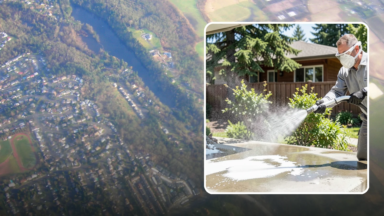 Calcium Deposit Removal in Algona, King County, WA - Removal of chalky white calcium and mineral deposits from concrete, masonry, glass, and fixtures.