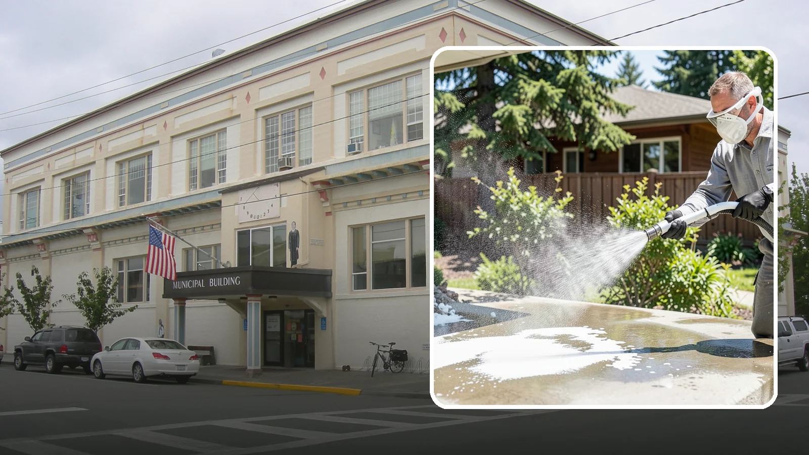 Calcium Deposit Removal in Anacortes, Skagit County, WA - Removal of chalky white calcium and mineral deposits from concrete, masonry, glass, and fixtures.