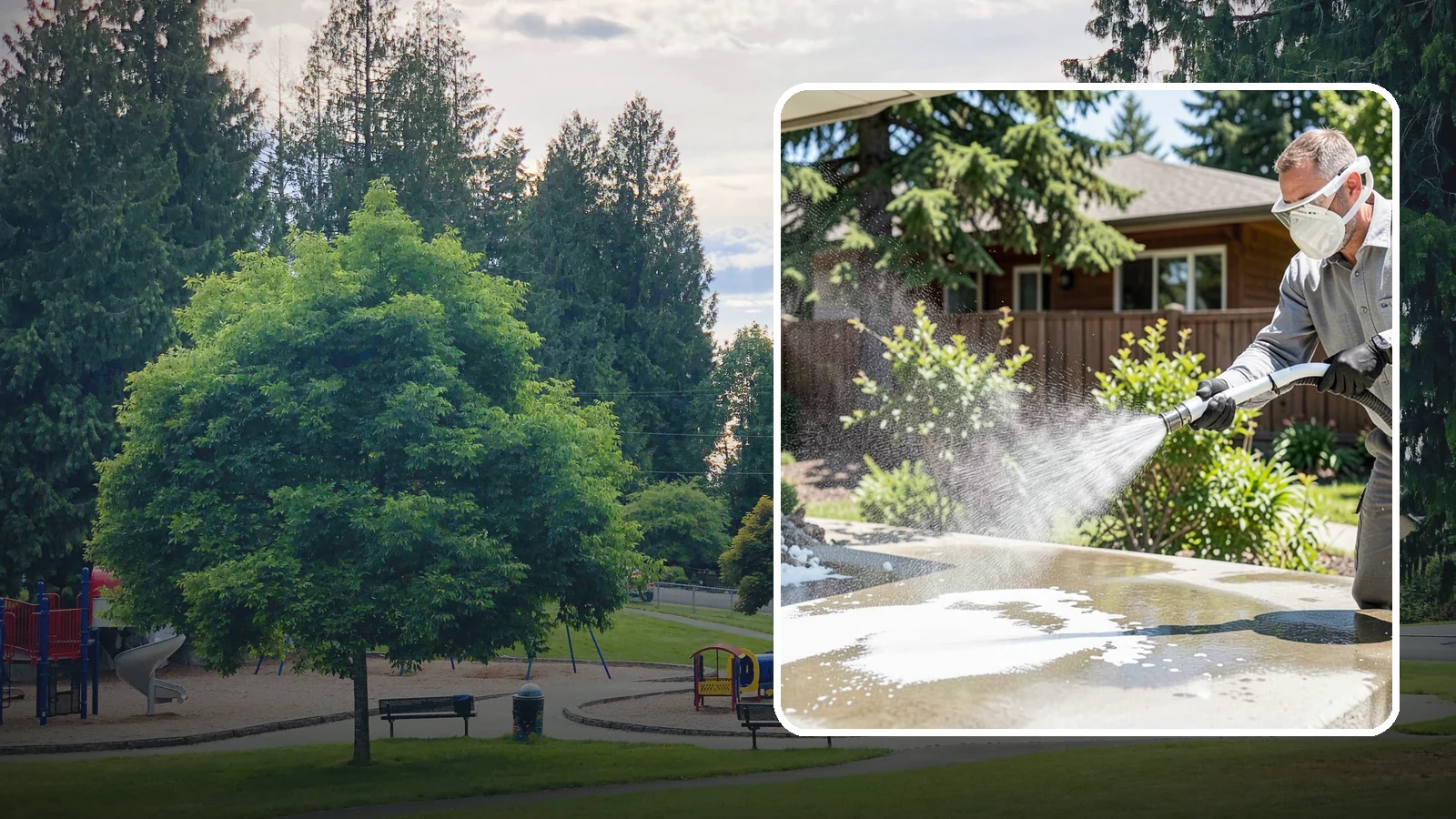 Calcium Deposit Removal in Bonney Lake, Pierce County, WA - Removal of chalky white calcium and mineral deposits from concrete, masonry, glass, and fixtures.