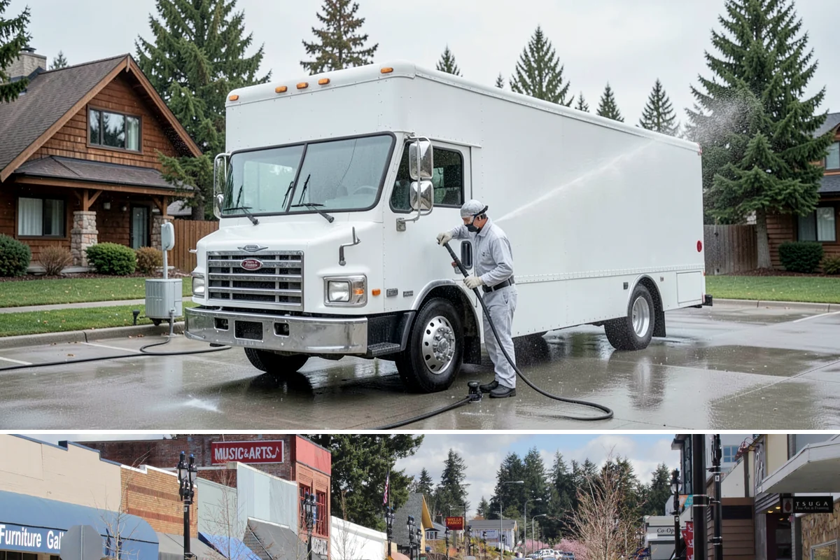Calcium Deposit Removal in Bothell, King County, WA - Calcium and efflorescence deposits can be treated year-round, with dry conditions helping confirm complete removal.