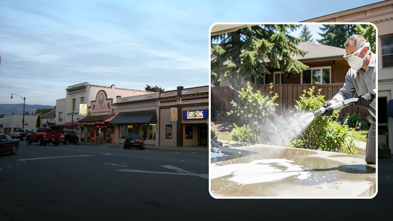 Calcium Deposit Removal in Burlington, Skagit County, WA - Removal of chalky white calcium and mineral deposits from concrete, masonry, glass, and fixtures.
