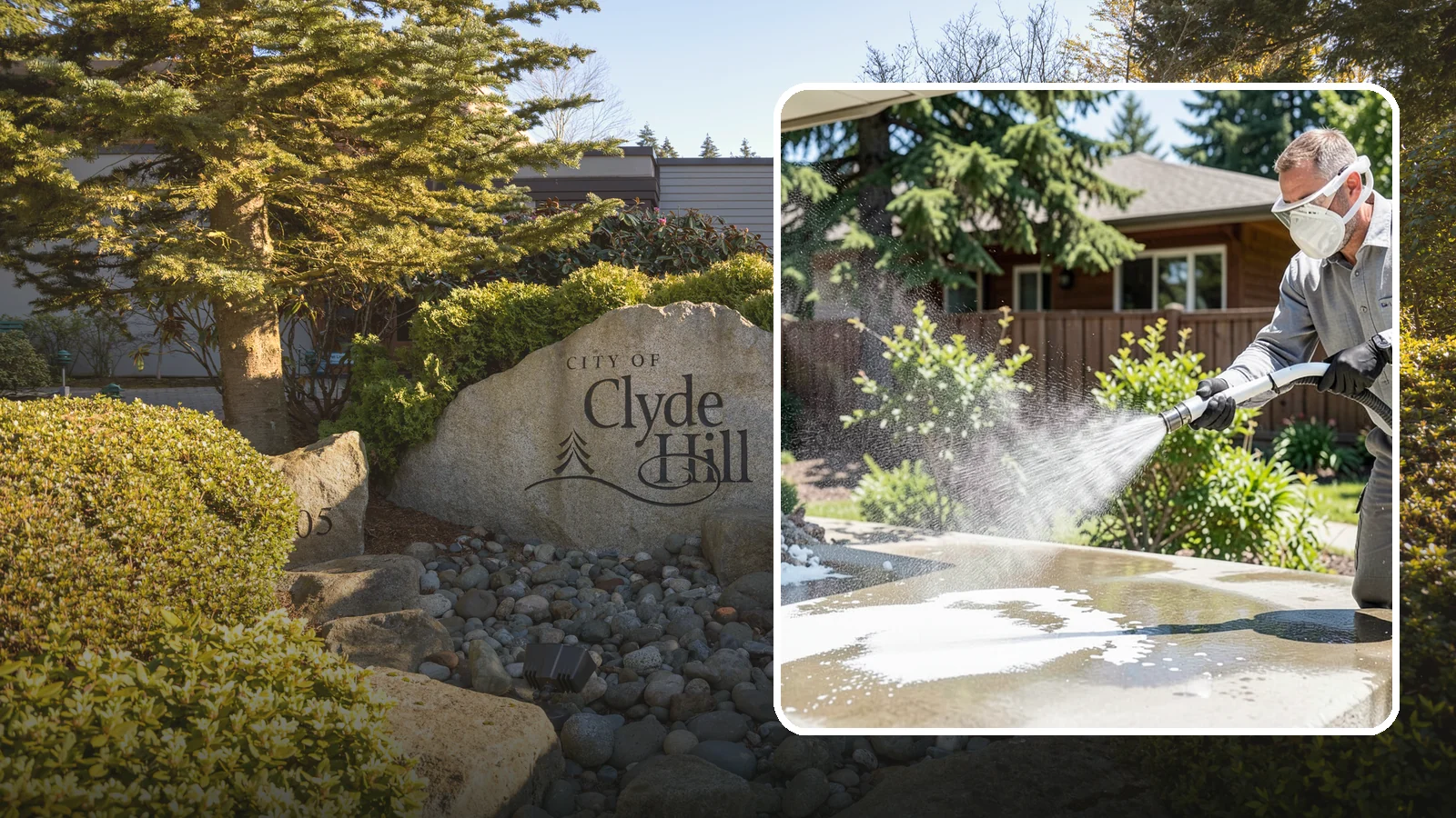 Calcium Deposit Removal in Clyde Hill, King County, WA - Removal of chalky white calcium and mineral deposits from concrete, masonry, glass, and fixtures.