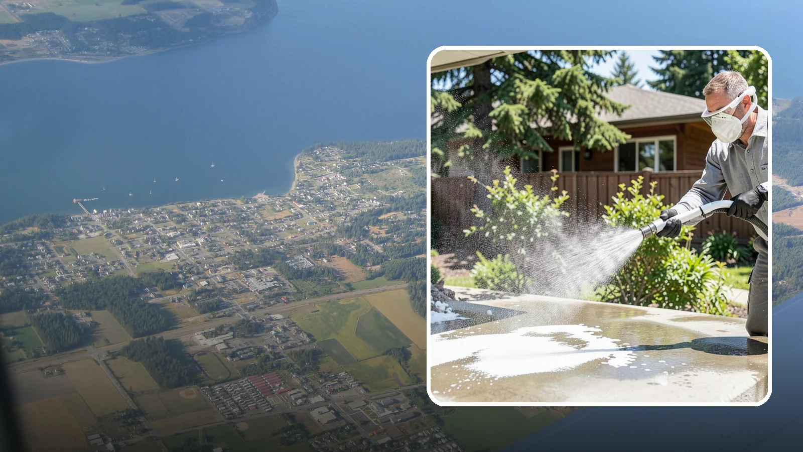Calcium Deposit Removal in Coupeville, Island County, WA - Removal of chalky white calcium and mineral deposits from concrete, masonry, glass, and fixtures.