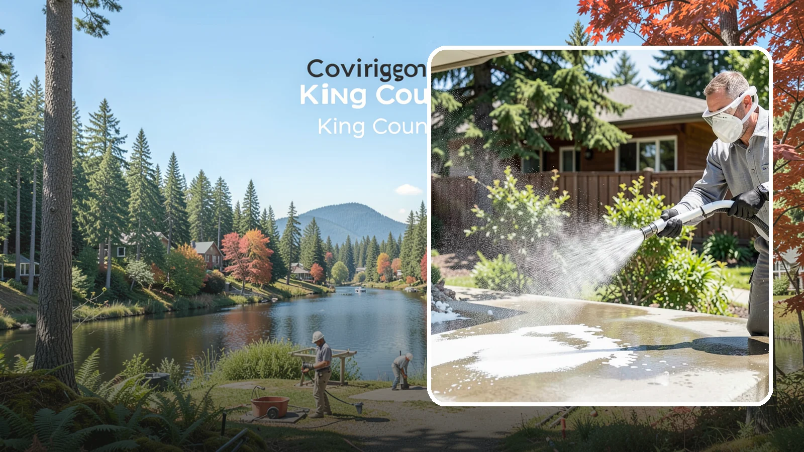 Calcium Deposit Removal in Covington, King County, WA - Removal of chalky white calcium and mineral deposits from concrete, masonry, glass, and fixtures.