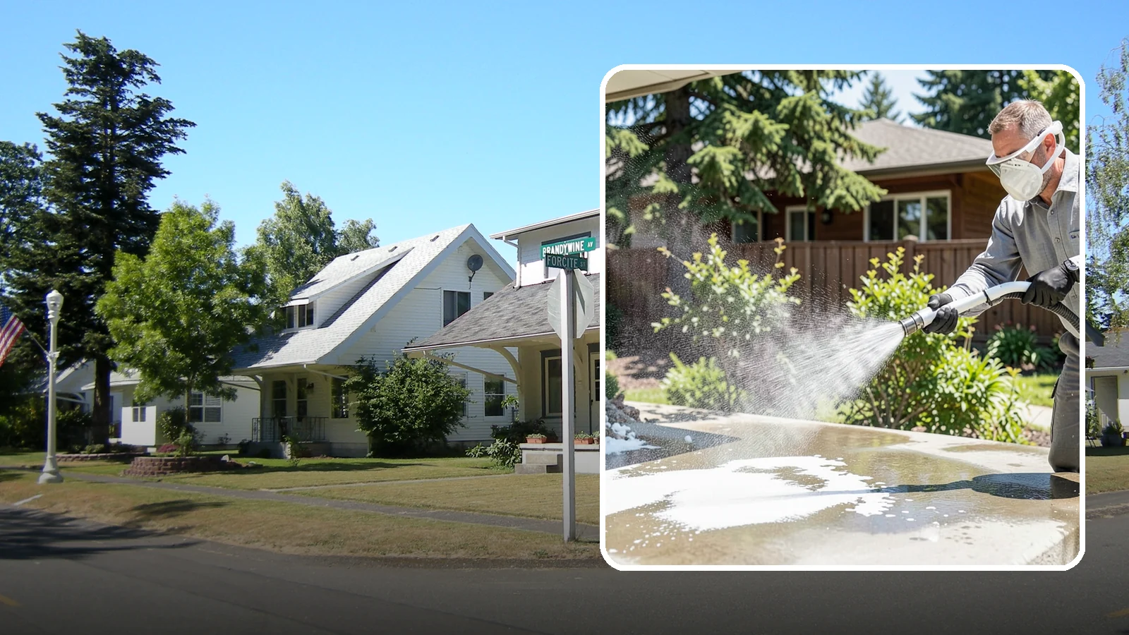 Calcium Deposit Removal in DuPont, Pierce County, WA - Removal of chalky white calcium and mineral deposits from concrete, masonry, glass, and fixtures.
