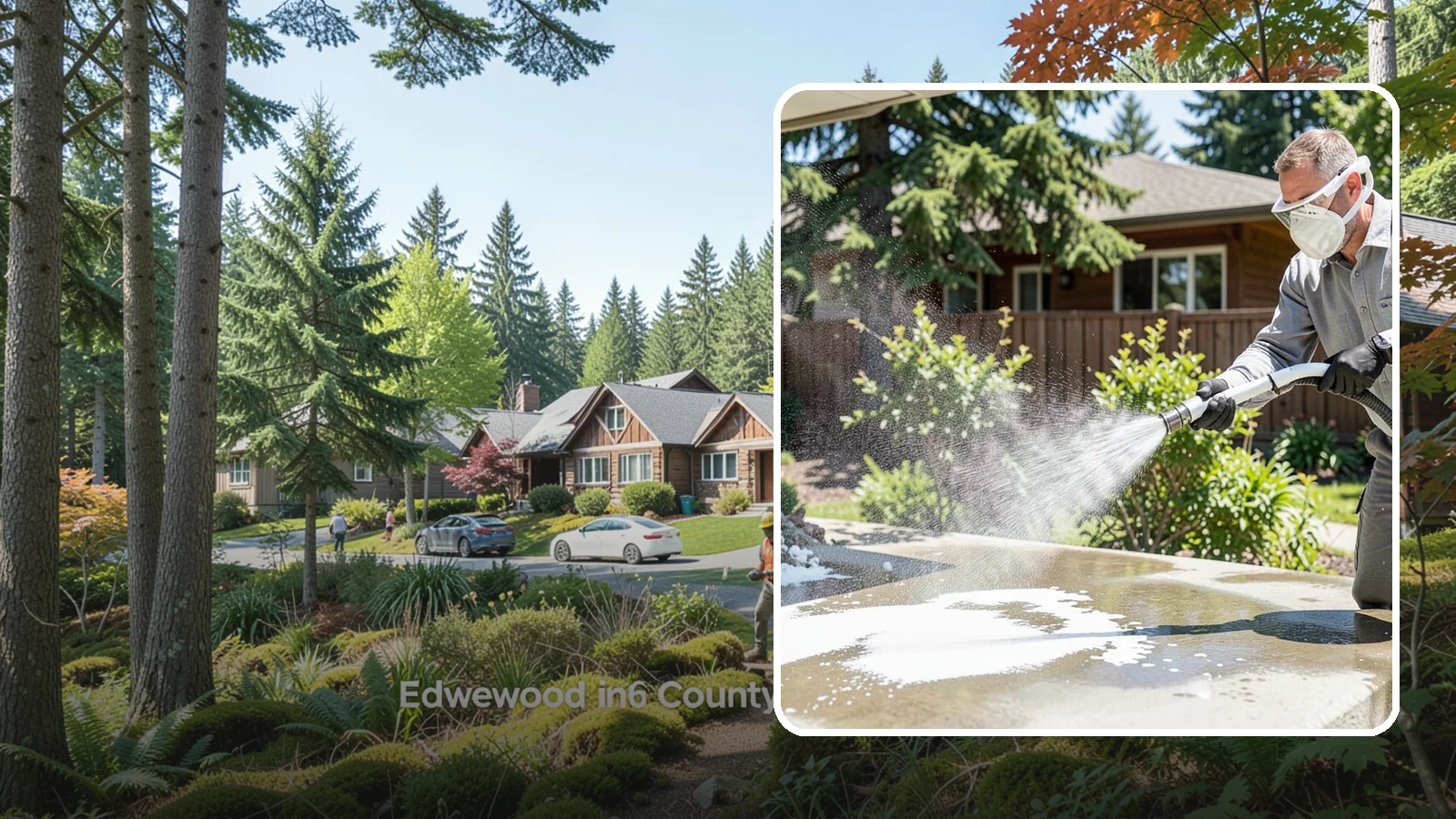Calcium Deposit Removal in Edgewood, Pierce County, WA - Removal of chalky white calcium and mineral deposits from concrete, masonry, glass, and fixtures.