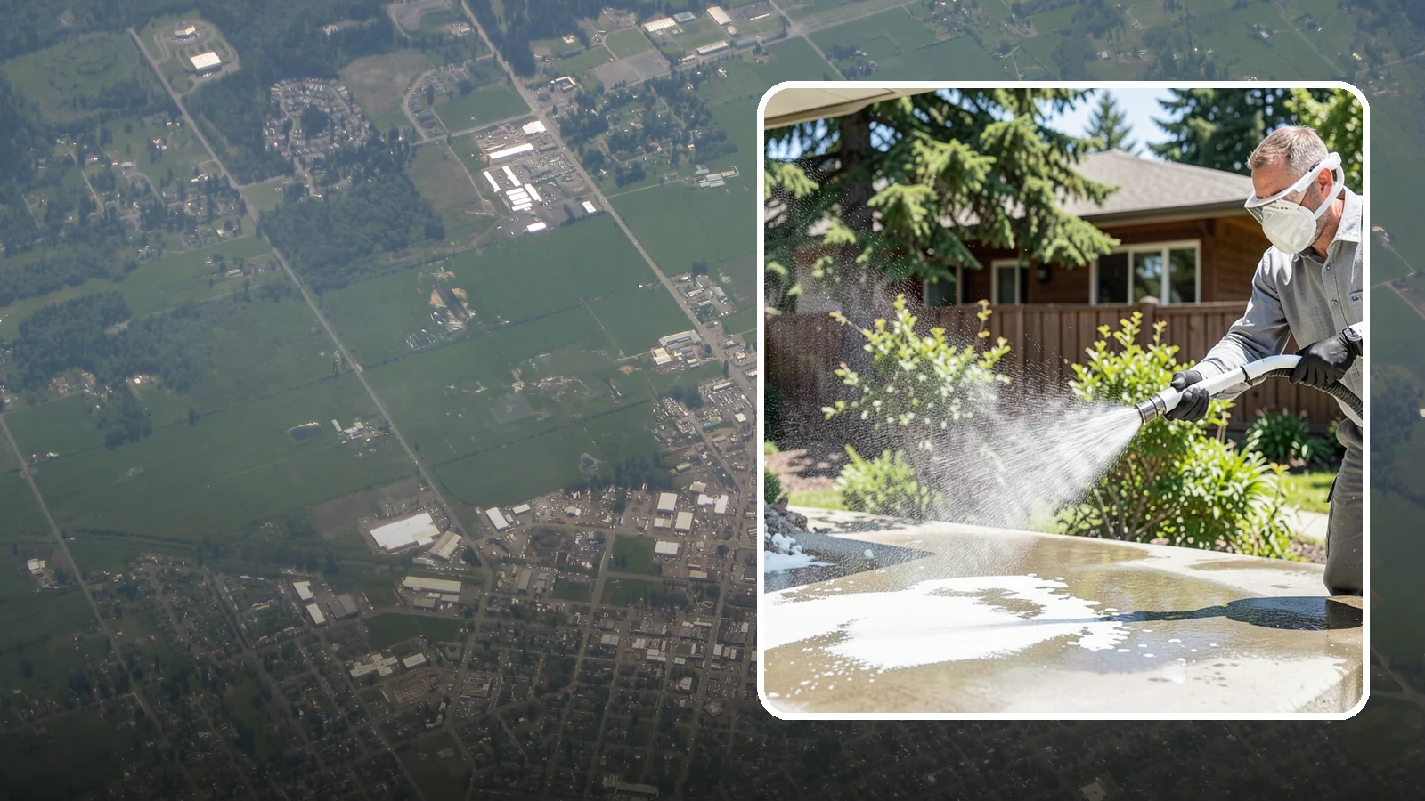 Calcium Deposit Removal in Enumclaw, King County, WA - Removal of chalky white calcium and mineral deposits from concrete, masonry, glass, and fixtures.