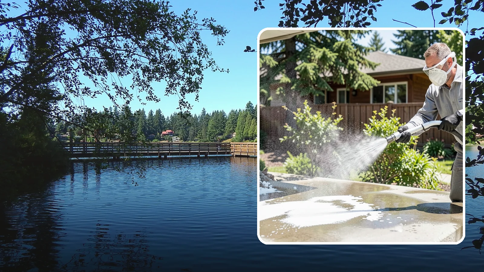 Calcium Deposit Removal in Federal Way, King County, WA - Removal of chalky white calcium and mineral deposits from concrete, masonry, glass, and fixtures.