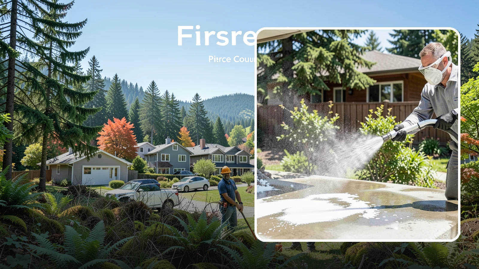 Calcium Deposit Removal in Fircrest, Pierce County, WA - Removal of chalky white calcium and mineral deposits from concrete, masonry, glass, and fixtures.