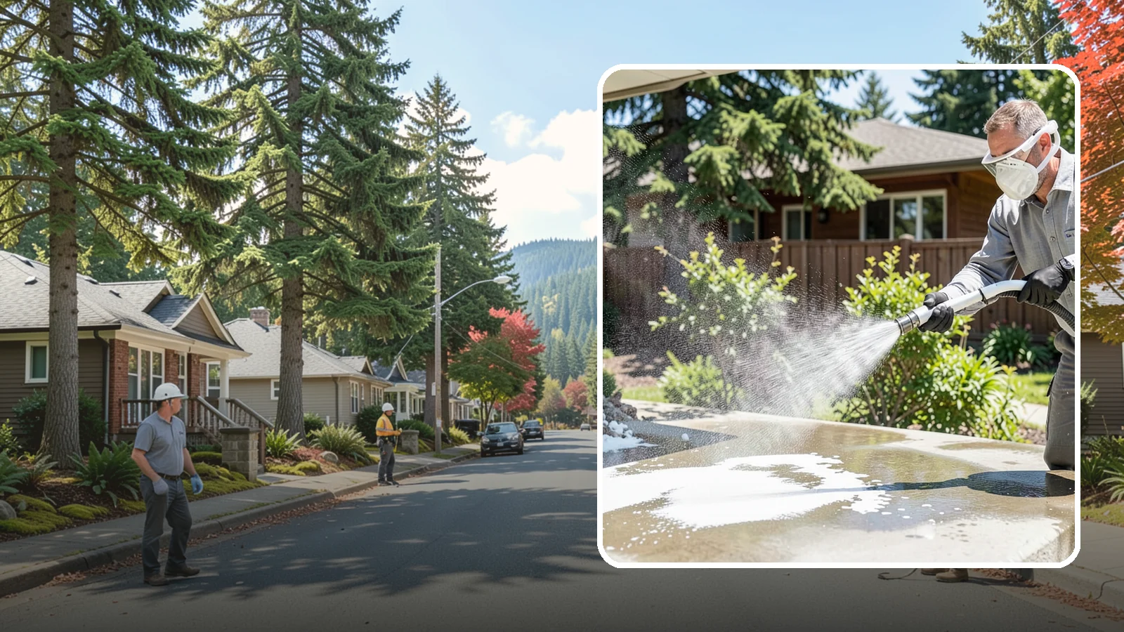 Calcium Deposit Removal in Hunts Point, King County, WA - Removal of chalky white calcium and mineral deposits from concrete, masonry, glass, and fixtures.