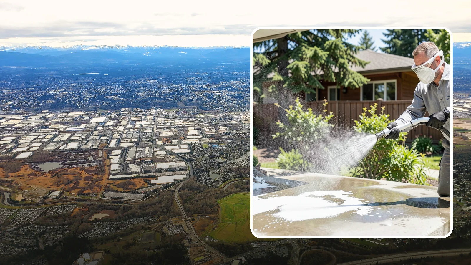 Calcium Deposit Removal in Kent, King County, WA - Removal of chalky white calcium and mineral deposits from concrete, masonry, glass, and fixtures.