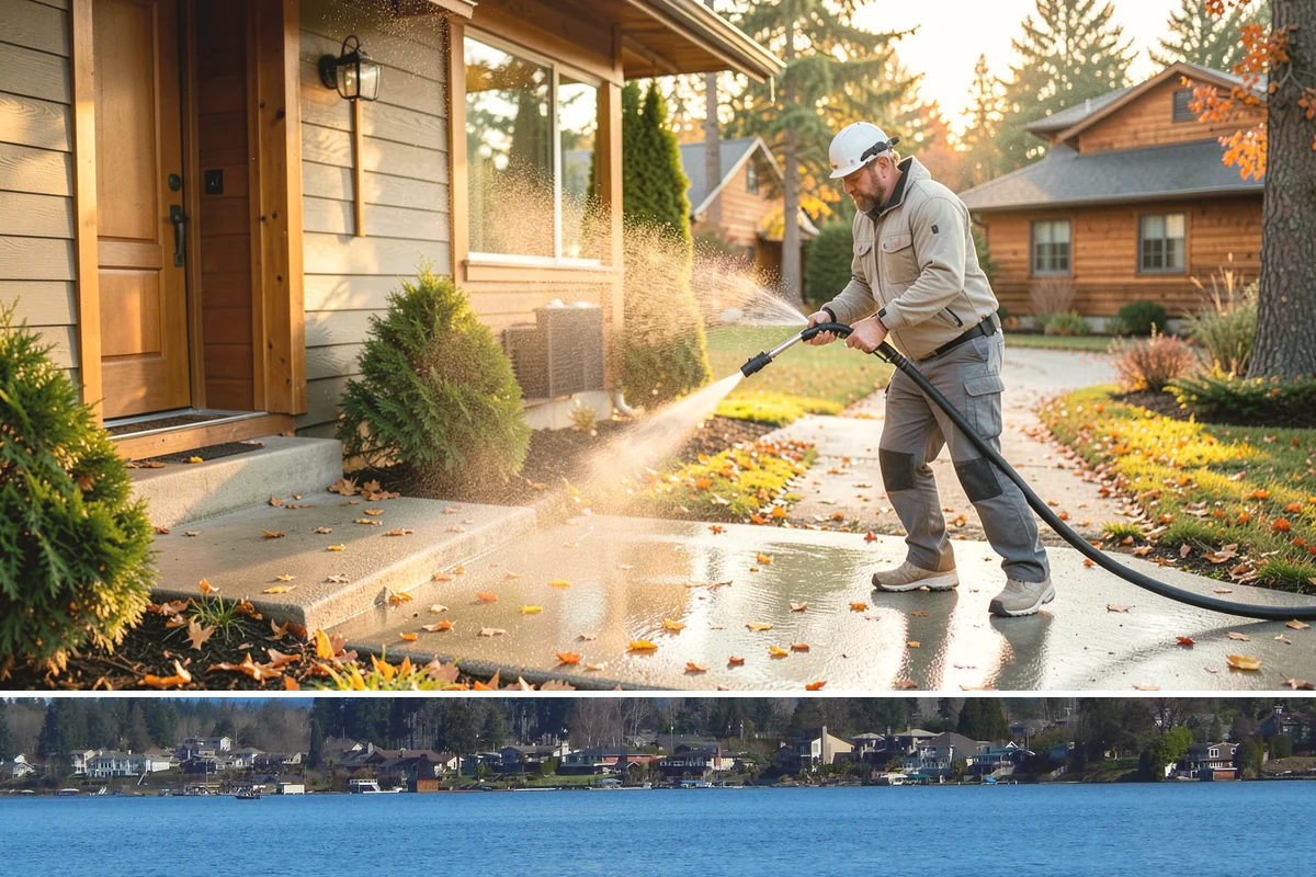 Calcium Deposit Removal in Lake Stevens, Snohomish County, WA - Calcium and efflorescence deposits can be treated year-round, with dry conditions helping confirm complete removal.