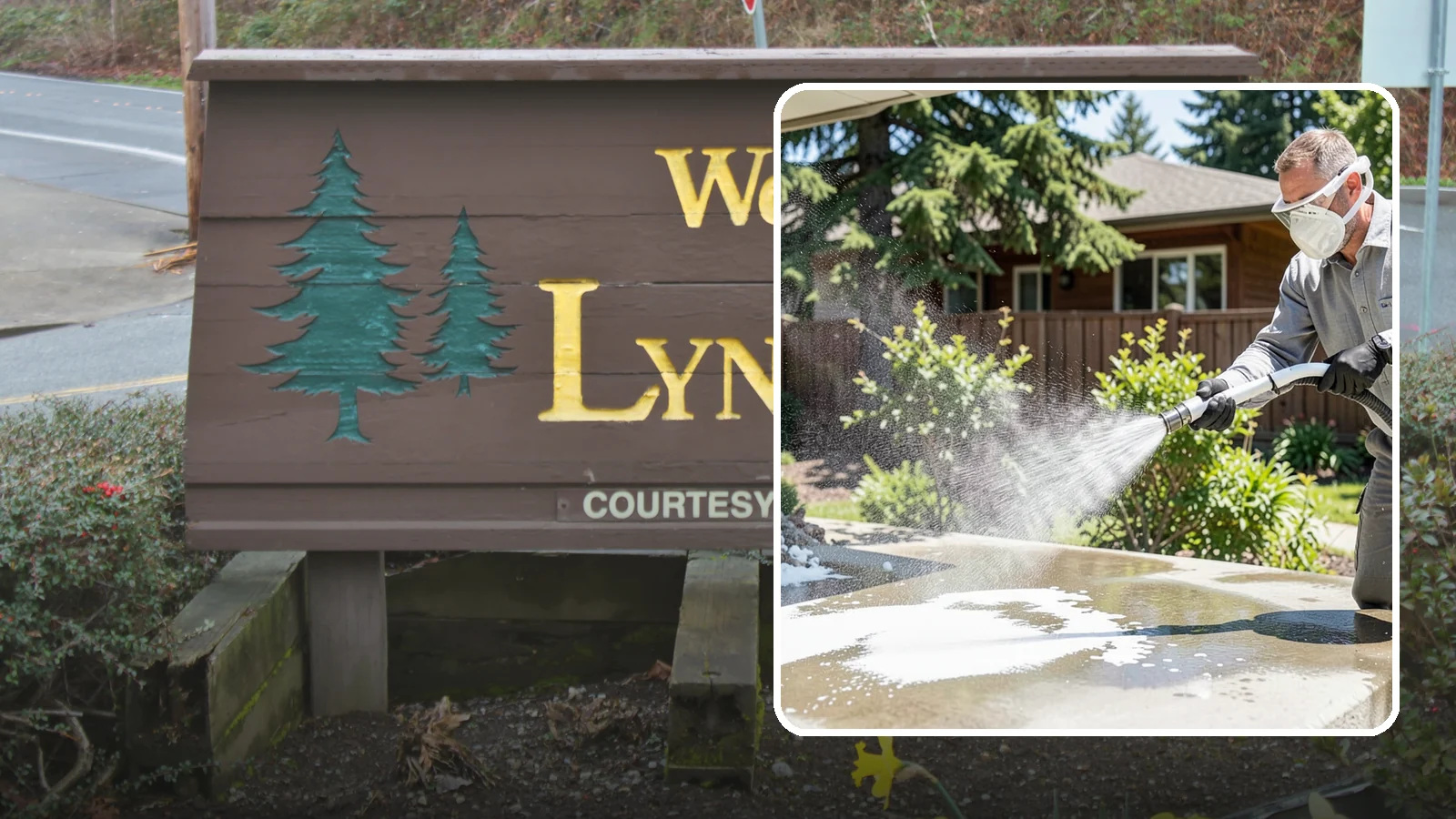 Calcium Deposit Removal in Lynnwood, Snohomish County, WA - Removal of chalky white calcium and mineral deposits from concrete, masonry, glass, and fixtures.